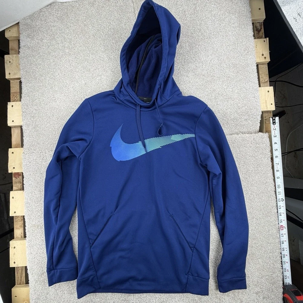 Nike Therma Pullover Training Hoodie Blue Gym Crossfit Funnel‎ Men's Size Small